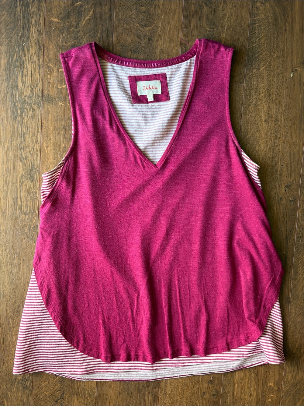 Anthropologie Deletta Fuchsia Layered V-Neck Tank